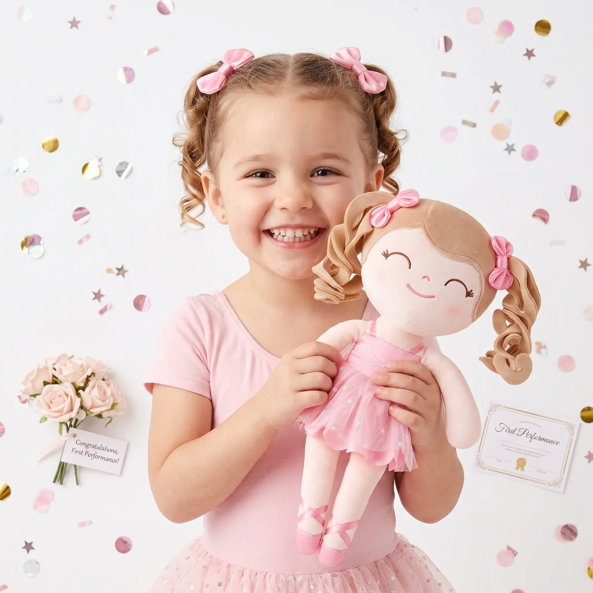 Gloveleya Ballerina Soft Doll - First Recital Gift for Toddlers 0-6 Years, Plush Ballet Princess Toy, Perfect Performance Award & Keepsake for Little Dancers, Cuddle Stuffed Animal, Soft Dolls, Dolls