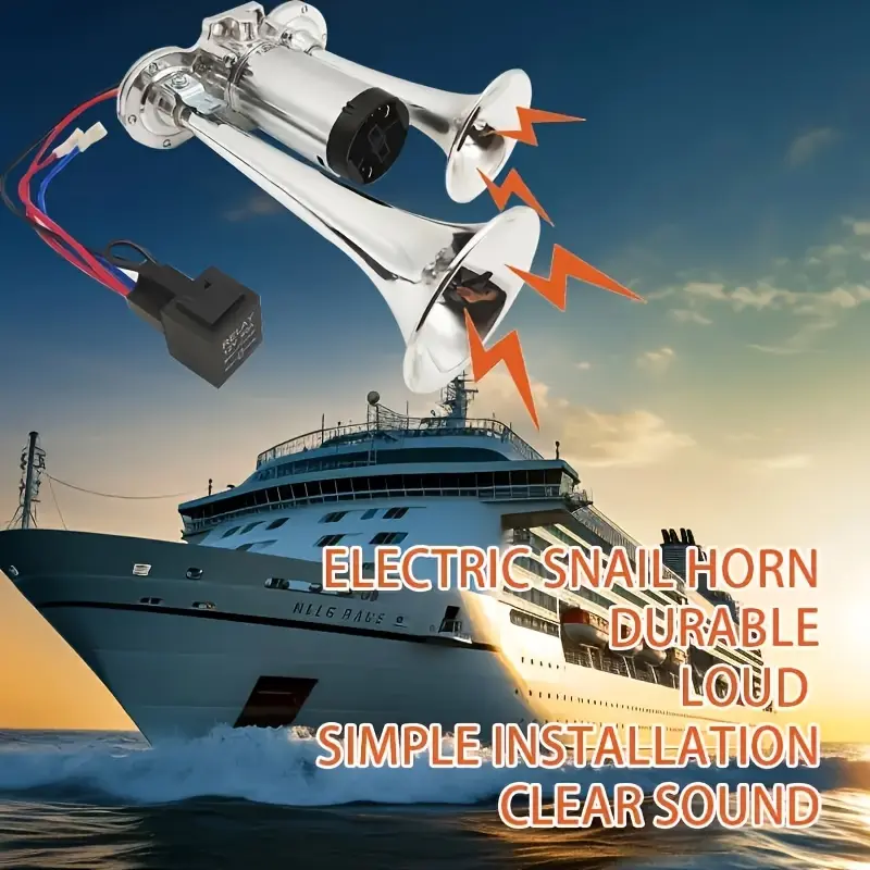 12V 150dB Super Loud Air Horn Kit, Dual Trumpet Train Horn, 12V Air Compressor Horn, Horn Upgrade, Chrome Car Horn Upgrade, Loud Vehicle Horn, Universal Car Accessories, Complete Mounting Parts for Truck Horn, Motorcycle Air Horn