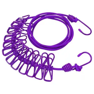 1.8m Long Clothesline with 12 Clips, Stretchable Up to 3m, Durable Outdoor Laundry Line, Ideal for Hanging Clothes, Home Goods