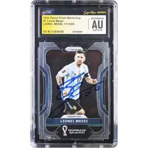 Lionel Messi Argentina FC Autographed 2022 Panini Prizm World Cup Qatar #7 CGC Fanatics Witnessed Authenticated Auto 10 Card - Fanatics Authentic Certified