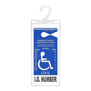 Handicap Parking Placard Holder, Ultra Transparent Disabled Permit Protective Cover with Large Hanger Handicap Placard Holder Disabled Parking Permit Protector Mirror Tag Sleeve Hang