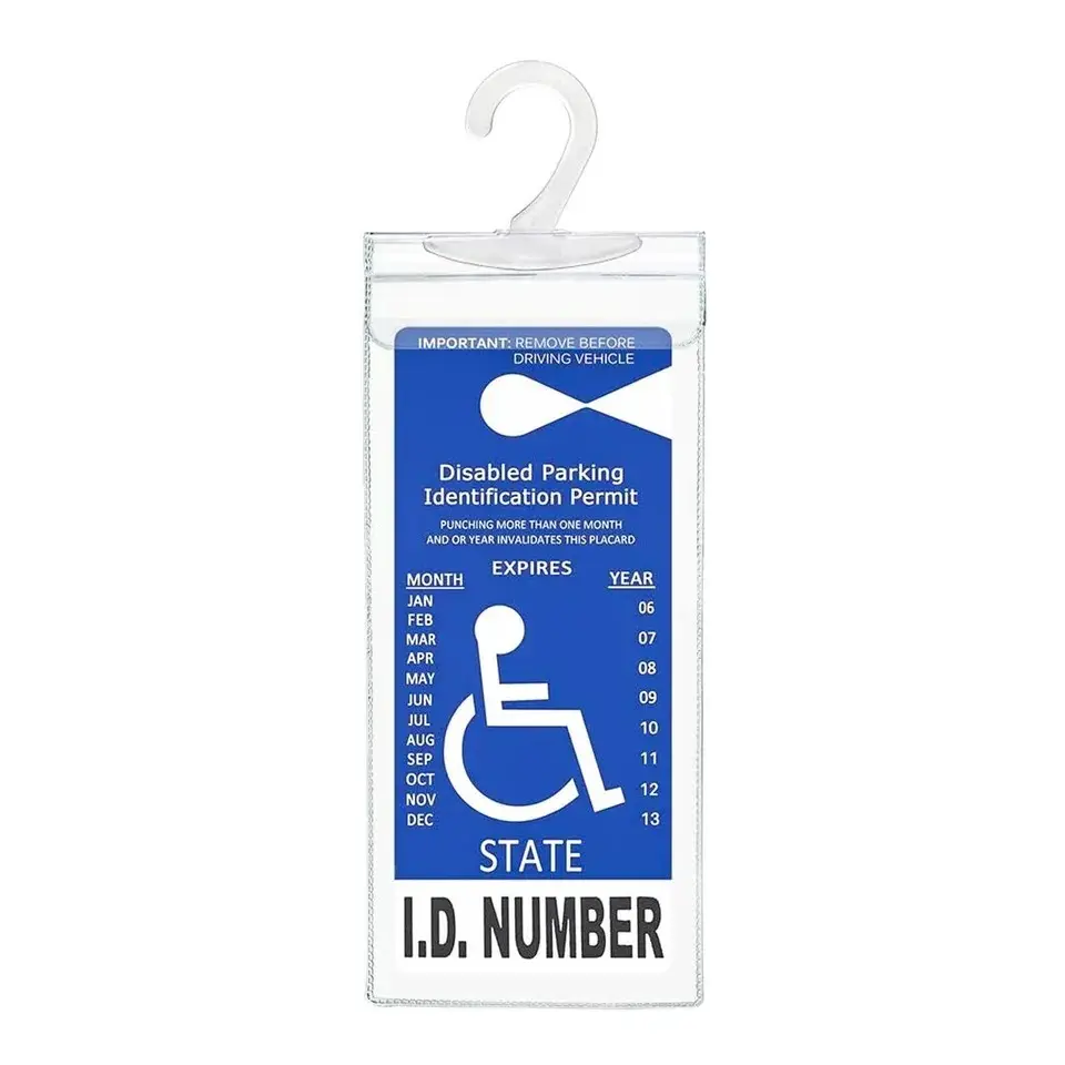 Handicap Parking Placard Holder, Ultra Transparent Disabled Permit Protective Cover with Large Hanger Handicap Placard Holder Disabled Parking Permit Protector Mirror Tag Sleeve Hang