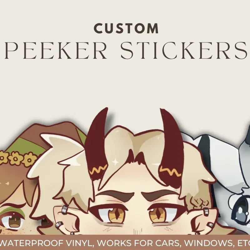 CUSTOM holographic vinyl car peeker stickers for any character! CUSTOM holographic vinyl car peeker stickers for any character!
