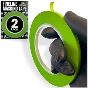 LiME LiNE 1/4" Width Green Fineline Paper Masking Pinstriping Tape for Automotive Airbrushing Designs - Pack of 2
