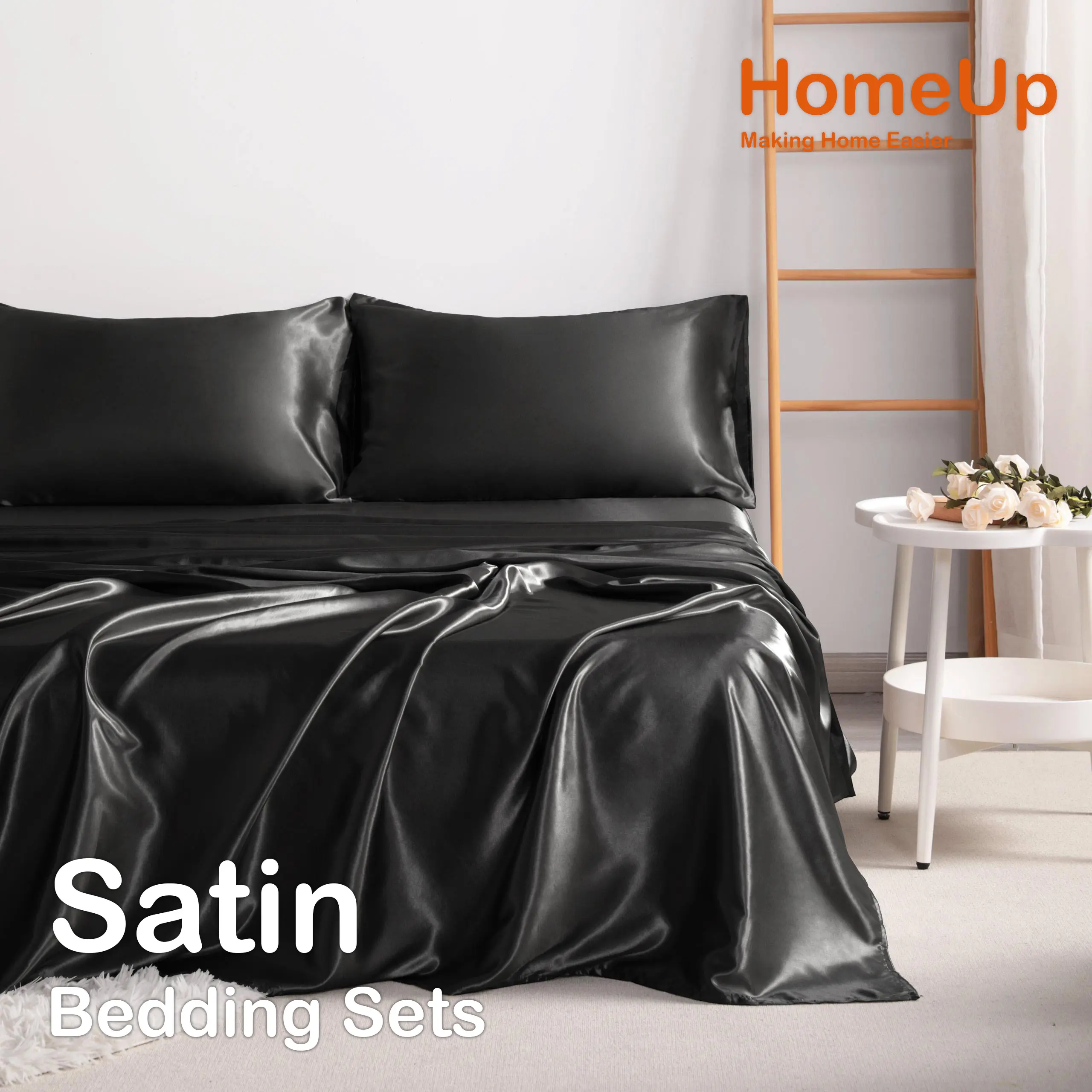 [ Summer Sale Deals ]NTBAY 3/4 Piece Satin Bedding Sets - Ultra Soft & Silky Queen/King Sheets with Envelope Closure Pillowcases, OEKO-TEX Certified Anti-Acne Luxury Bedding, Frictionless Hair & Skin Care, 3/4 Pcs