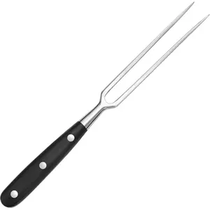 Large Meat Fork with Wood Handle,11.6 Inch Stainless Steel Two Prong Serving Fork for Meat Cooking,Kitcen,Barbecue,Chicken Turkey Beef,Black