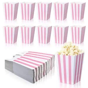 48Pcs Pastel Pink Popcorn Boxes Small Large Pink and White Striped Paper Popcorn Bags Candy Containers for Birthday Party Favor Supplies(4 x 3 Inch) - Home Improvement.