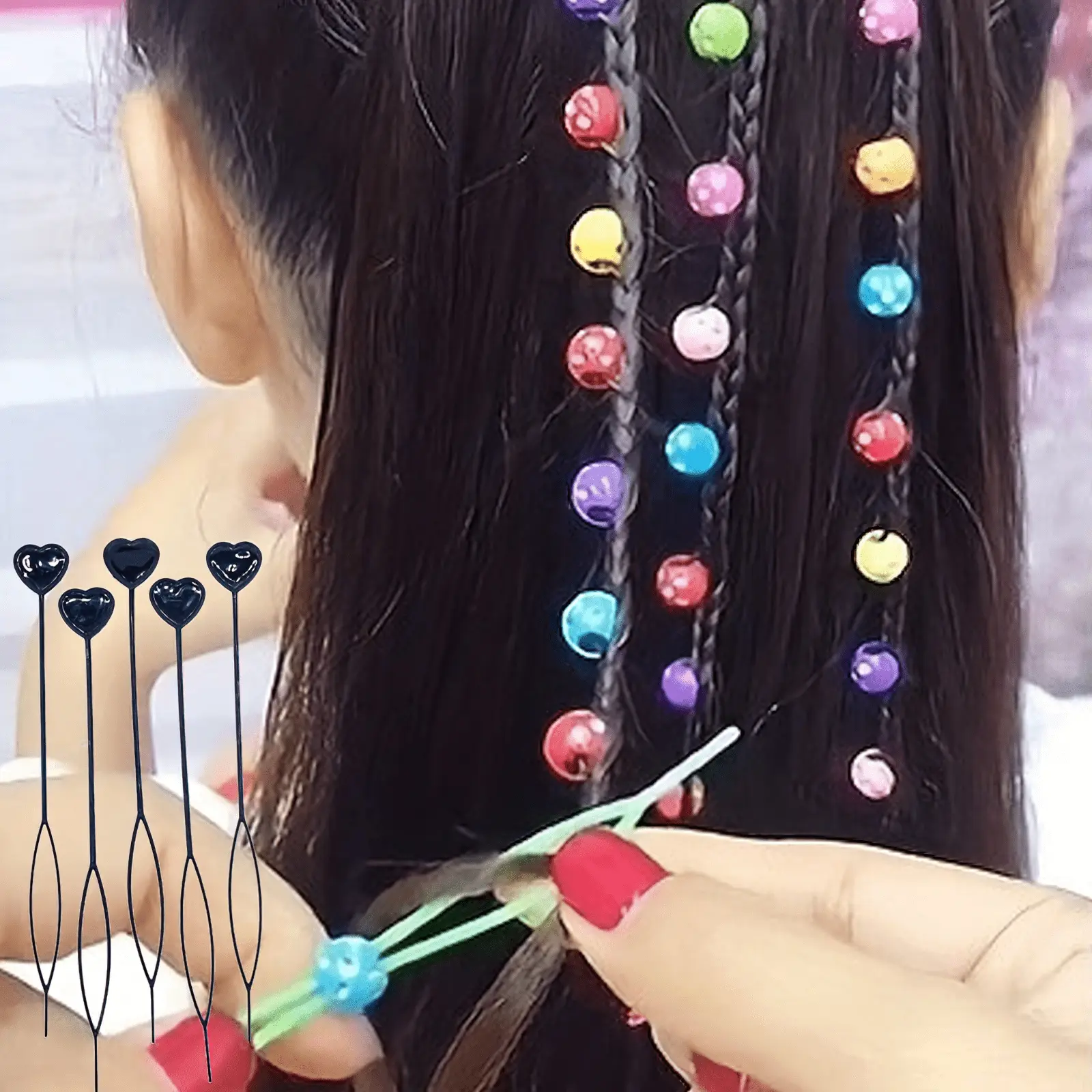 5pcs/set Hair Tray Shaper Love Hair Puller, Ball Head, Princess Hair Puller, Hair Beading Tool, Hair Braiding Tools, Quickly Load Beads To Create Amazing Braids
