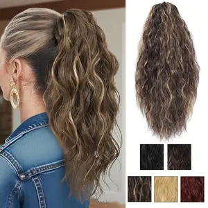 20" Fluffy Curly Clip-in Ponytail Extension | Natural Looking Synthetic Hairpiece for Women | Easy Claw Clip Design for Instant Volume & Length