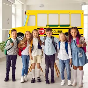 Back-To-School Photo Prop Selfie Frame Banner, School Bus Party Decoration, Welcome Back Sign, Student Teacher Birthday Bus Banner