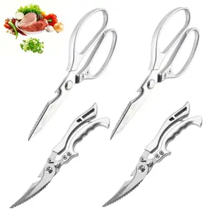 A Set of 4/2 Pcs Heavy Duty Kitchen Scissors with Anti-Slip Handle & Safety Lock,Stainless Steel Cooking Poultry Shears for Meat,Bone,Poultry,Camping BBQ,Hand Tools Kits