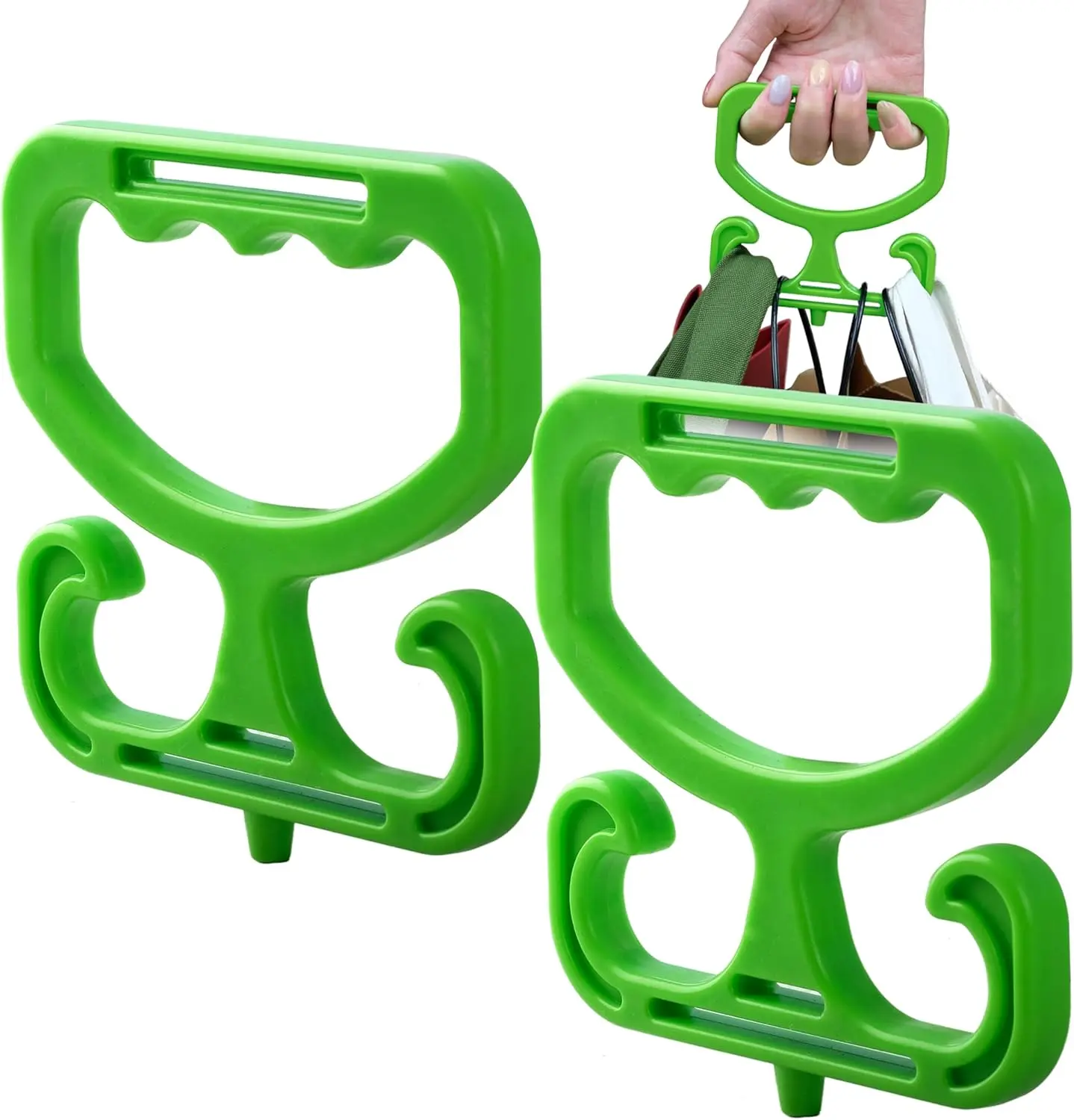 2-Pack Grocery Bag Carrier Handles, High-Strength ABS Ergonomic Plastic Grip, 100lb Capacity, Reduces Pressure, Contoured Non-Slip Design, Compact 5.87x5.51x0.91in Reusable Bag Accessory for Shopping & Moving