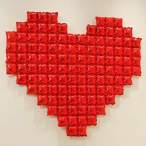 Heart Shaped Balloon, 1 Count Love Background Wall Aluminum Film Balloon, Party Background Decoration for Wedding Birthday Festival