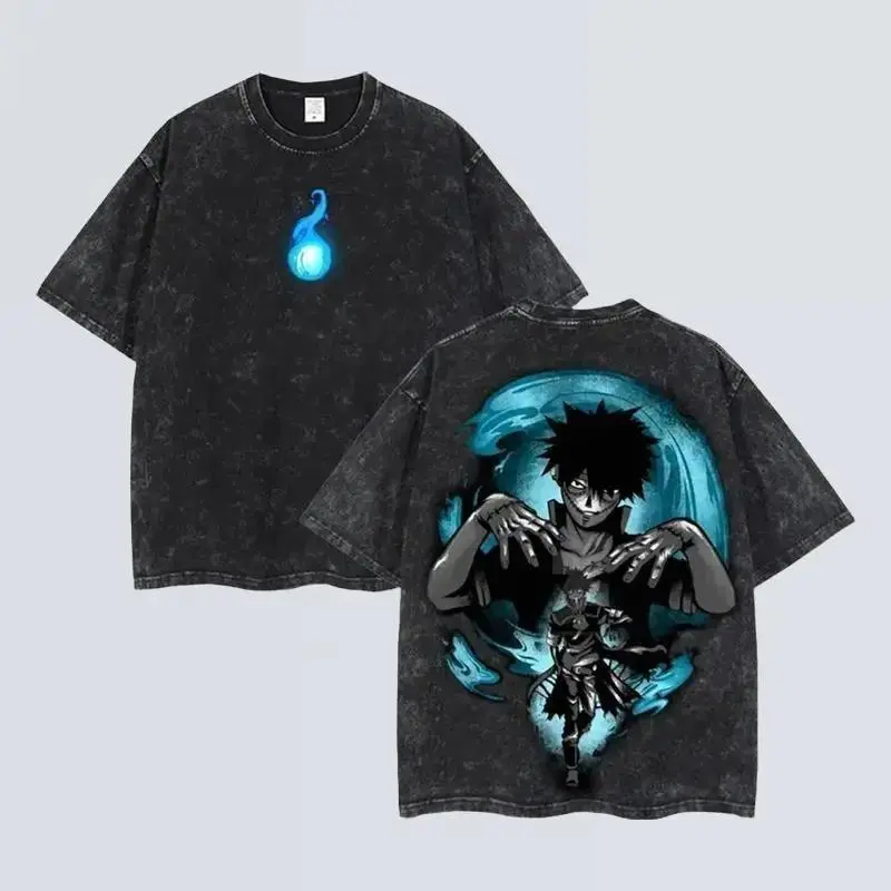 Todoroki Dabi My Hero Academia Anime Tshirt Retro Unisex Vintage Double Printed Heavyweight Cotton Oversized Anime Wash Tee ,Clothes Cotton Menswear T-Shirt, 100% Premium Cotton 230gsm ,Anime Inspired graphic tees men gifts dailywear