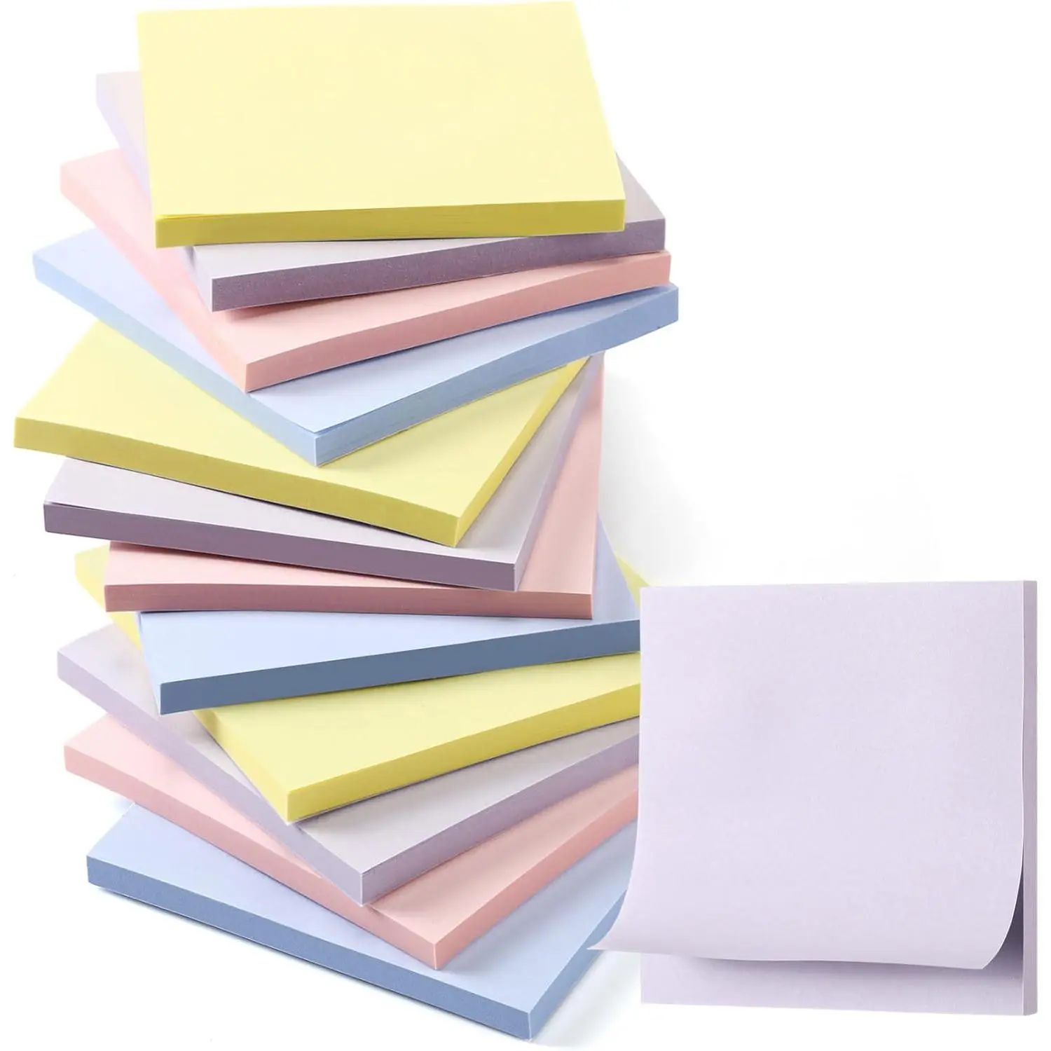 12 Pads Pastel Sticky Notes 3''x3'', Self Stick Notes Pads Pastel Office Supplies,  Aesthetic School Accessories 50 Sheets/pad