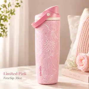 Owala FreeSip Sway 30oz Pink Birthday Bash Beach Tumbler | Leakproof Cold Water Bottle | Insulated Stainless Steel Travel Gym Daily Use Cup Gift for Her