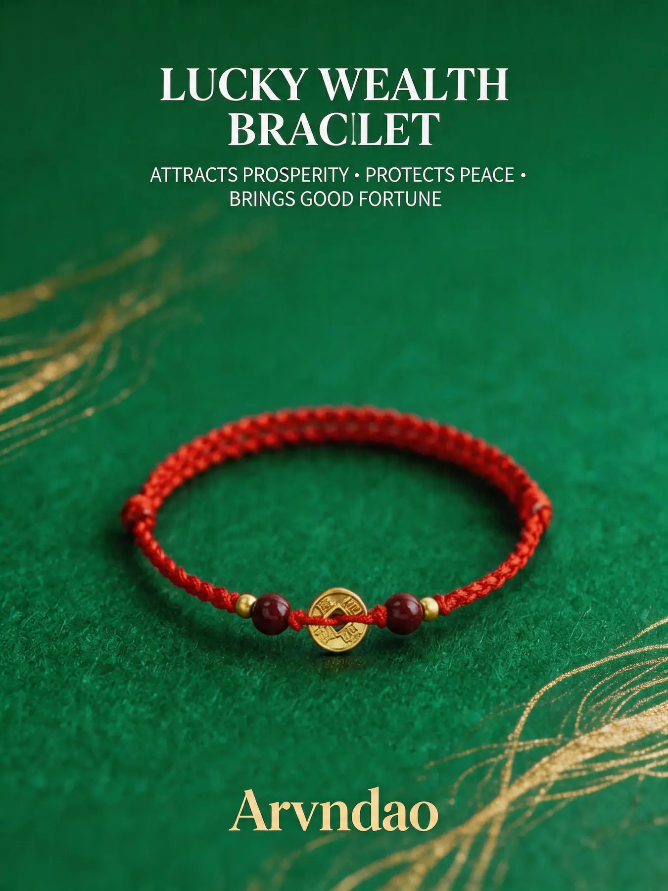 Minimalist Lucky Red String Knotted Bracelet - Feng Shui Wealth Coin Protection Jewelry, adjustable