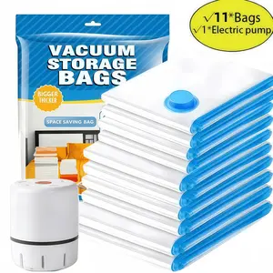 Vacuum Seal Bags for Clothes with Electric Pump - 12 Pack including 2 Jumbo, 3 Large, 3 Medium, and 3 Small Space Bags for Travel, Luggage, Blankets, Bedding Organizer, Room Organization Products, Compression Set Tool