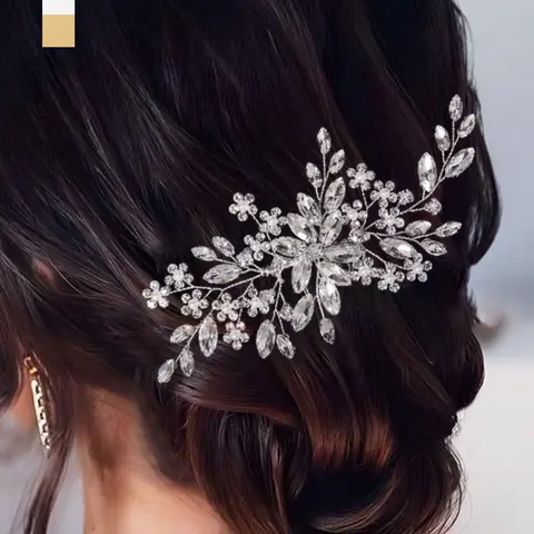 Rhinestone Decorated Hair Comb, Hairpiece, Decoration, Elegant Bridal Headwear for Wedding Bridal Party Formal Occasions, Fashion Hair Accessories for Women, Jewelry