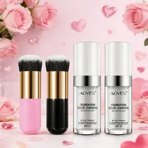ALIVER Color Changing Foundation 30ml (with two makeup brushes), waterproof and sweatproof, adheres well to the skin, provides long-lasting coverage, a perfect holiday gift.