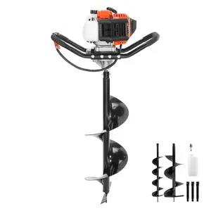 VEVOR Post Hole Digger Gas Powered, 63CC 2400W Earth Auger, Gas Auger with 8 Auger Drill Action Design Bits 1 Extension Rod, Post Fence Hole Digger for Farmland Garden Plant, Orange+BlackVEVOR Super Brand Day