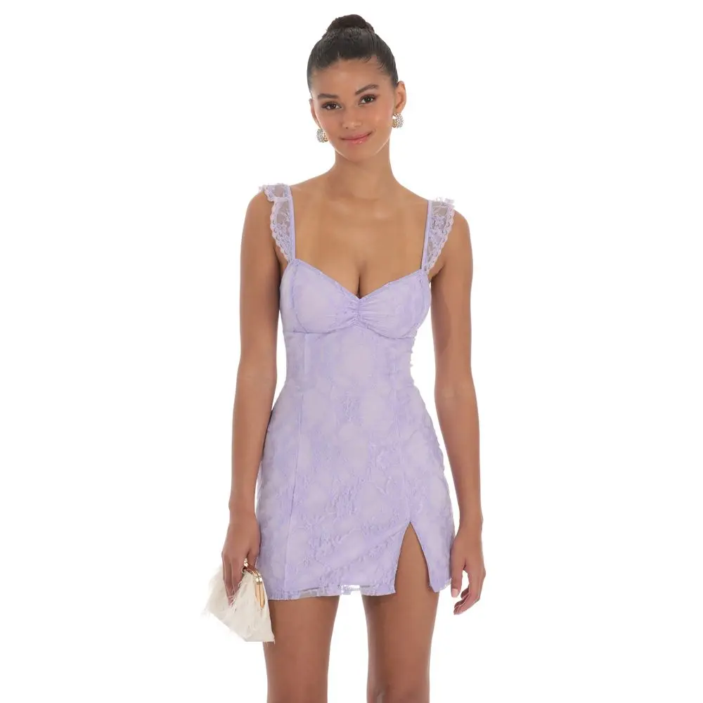 Sweetheart Neck Lace Dress in Lavender