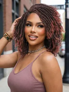 12 Inch Short Dreadlock Wigs for Women, Gorgeous Faux Locs Braided Hair Wigs with Bangs, Synthetic Wigs for Party, Daily Use, Boho Wig