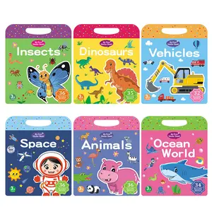 Hatwoo 3 Pack/6 Pack Reusable Sticker Book, Stickers Activity Book, Educational Learning Toy to Boost Focus & Logic Thinking, Interaction Game During Car/Train/Airplane Trips, Birthday Gift