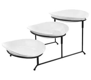 Elama 3 Tier Oval Plate Porcelain Serveware Set Elama 3 Tier Oval Plate Porcelain Serveware Set
