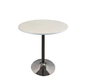 360 stand Contemporary Round Top Dining Table - 30x35.5x35.5 in, 2-Tone White & Silver Wood-Metal Pedestal Base, Seats 6, Indoor Furniture for Contemporary Home Decor, Seatssix