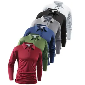 6pcs Spring Autumn Men's Polos Shirts Turn-down Collar Long Sleeve Solid Color Basic Poloshirt Casual Sportswear Mens Tops Tees Multicolor Perfect for travel & work Classic Menswear