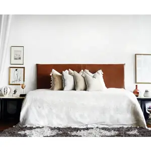 Brown Woven Leather Headboard - Queen