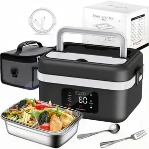 Rechargeable self-heating lunch box, 8000mAh cordless electric lunch box warmer, with automatic timer heating function, 1-liter portable food heater, convenient for meal preparation, suitable for travel, truck drivers, office workers' lunch boxes