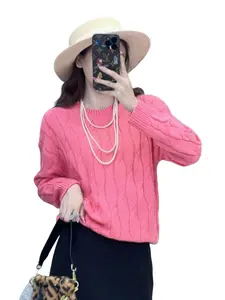 Women's Pure Wool Knitted Pullover Sweater, Thick Winter Jumper, New Loose Fit Trendy Design, Casual Fashion for Women