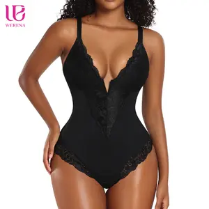 Werena Wireless Lace Tummy Control Bodysuit Shaping Waist Bodysuit For Women Shapewear Tops