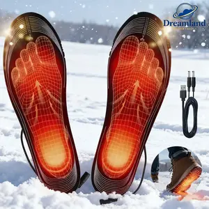 Dreanland Electric heated insole with full sole coverage, USB plug-in, adaptive fit to the foot, soft and comfortable fabric, featuring overheat protection, suitable for skiing, camping, and hunting Daily use