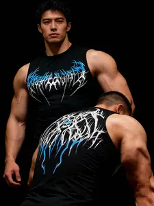 Summer Men's Fitness Compression Tank Top, Sleeveless Sporty Shirt, Moisture-Wicking Breathable Fabric, Ideal for Gym Running Training