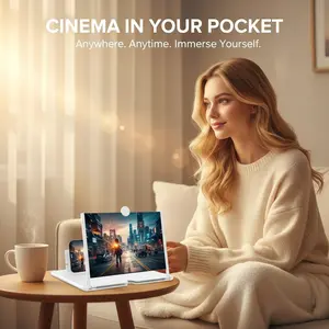 TikTok Made Me Buy It! 3D HD Mobile Screen Magnifier, Foldable Phone Stand Enlarger for All Smartphones, Anti-Blue Light Eye Protection, Portable Travel Theater Gear
