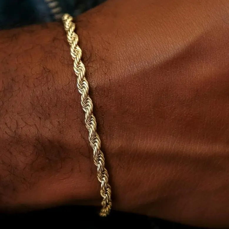 GLD Rope Bracelet in Yellow Gold 4mm | 18k Gold Plated Twisted Design 6" to 9" Lengths Lifetime Guarantee Jewelry  - Perfect Gift #tiktokshopsummersale