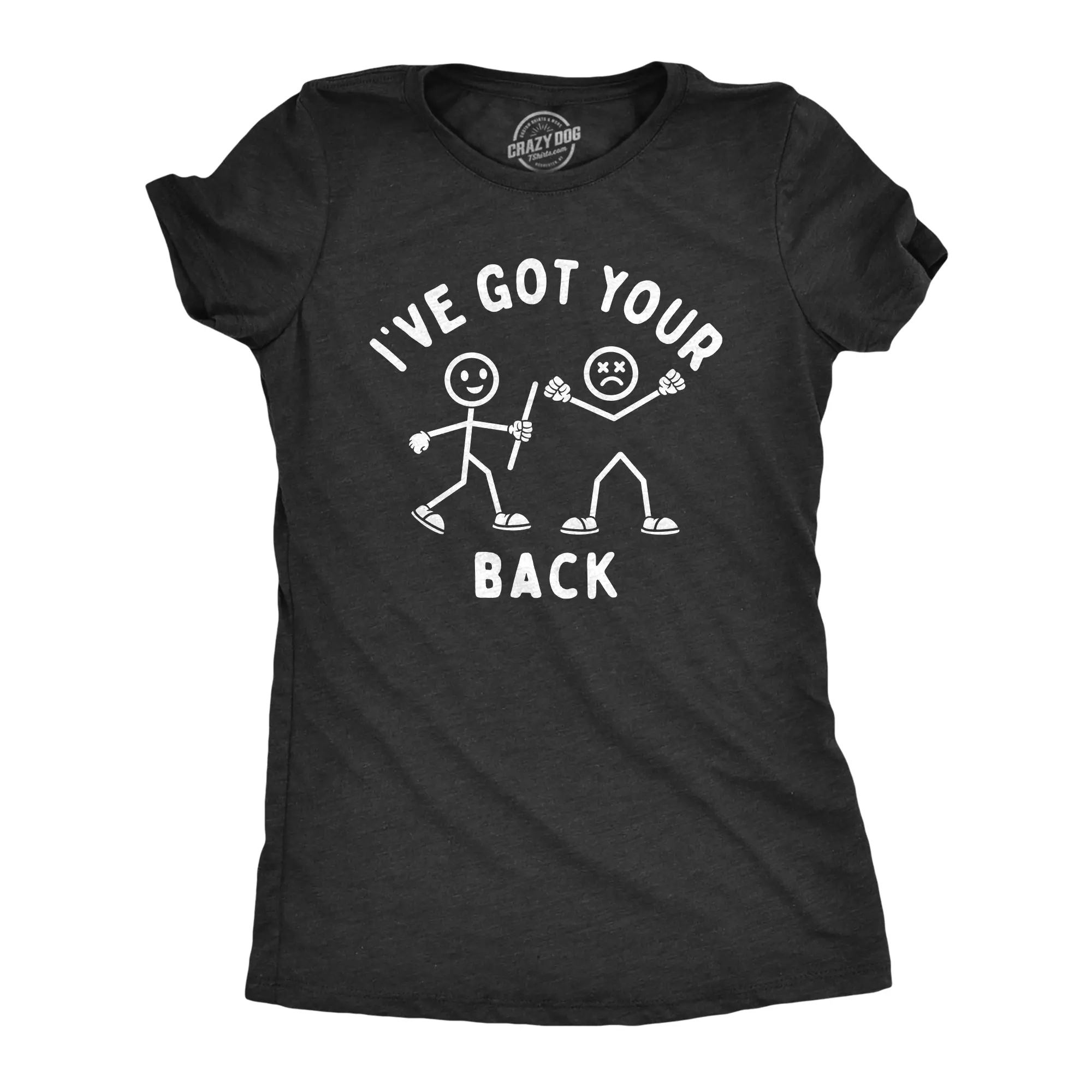 Womens Ive Got Your Back T Shirt Funny Stick Figure Support Joke Tee for Ladies Funny Womens T Shirts Cute Vintage Fashion Casual Ladies T-Shirt Gift Funny Sarcastic Top Women's Novelty Tees Black -