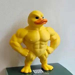 Funny Muscle Duck Figurine Yellow Fitness Duck Decor Bodybuilder Duck Desk Ornament for Home Office Gym Gift