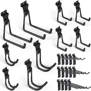 24 Pack Heavy Duty Slatwall Hooks, Black Slatwall Panel Accessories Assortment, Slat Wall Hanging Hooks and Hangers for Garages, Sheds, Basements, Retail Stores