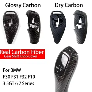 Real Carbon Fiber Gear Shift Knob Cover for BMW 3 5 6 7 Series F30 F31 F32 F10 Interior Trim Accessories