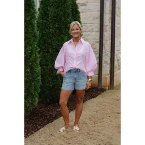Laurie Striped Button Down-Pink