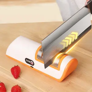 Electric Knife Sharpener, 1 Count USB Rechargeable Knife Sharpener, Adjustable Angle Sharpener for Kitchen Knife Grinding and Polishing Tool, Kitchenware