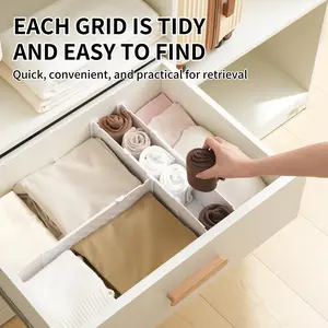 4set Expandable Drawer Dividers, Adjustable Drawer Separators for Closet Kitchen, Plastic Drawer Organizer, Space-Saving Storage Solution