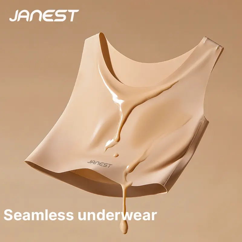 JANEST Invisible Seamless Padded Bra, Super Flattering Bra for Flatter Chests, Breathable and Comfortable, Suitable for Everyday Sports, Yoga, and Women's Wire-Free Sports Bra