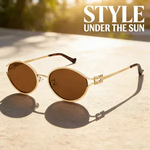 Retro Oval Gold Frame Sunglasses | Small Size Round Shades | UV400 Designer Unisex lens trendy styling fashion