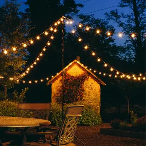 2024 G40 100about 30M garden lights, LED50 Edison bulbs 1 watt 2700K, outdoor commercial decoration, family parties can be connected hanging lights