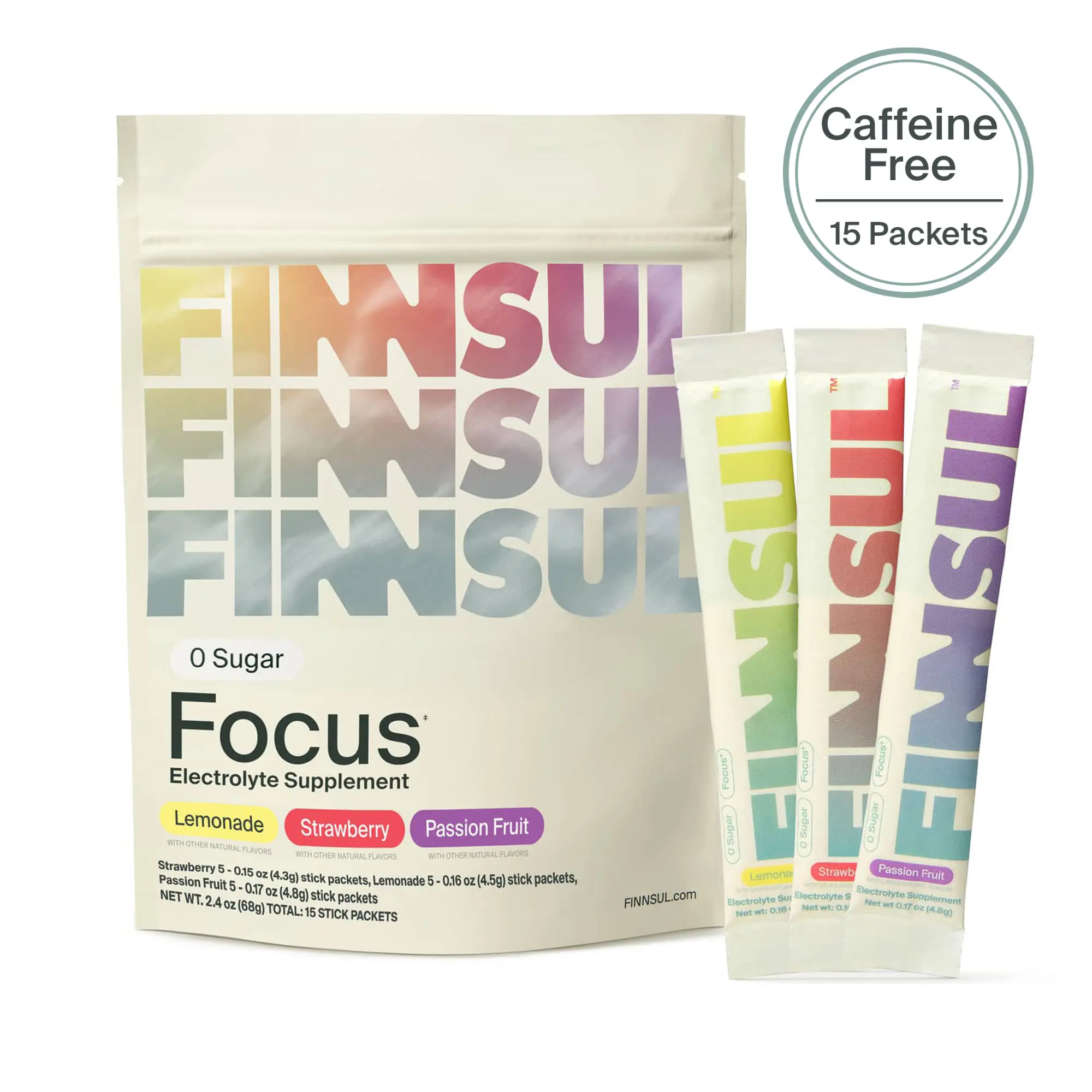 FINNSUL FOCUS 15 Packets Electrolyte Drink Mix with Cognizin, Magnesium, Biotin, Vitamin B for Energy, Hydration & Mental Clarity — Supports Memory, Concentration  — Sugar Free, Low Calorie